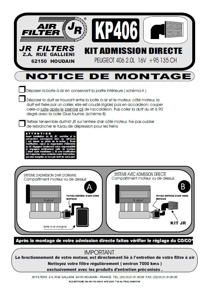 JR Filters Direct Kit – Part KP406