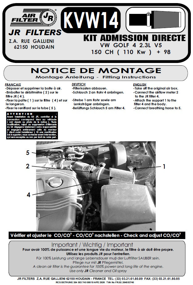 Blk Ind Kit Golf 4 2 3L V5 150CH +98