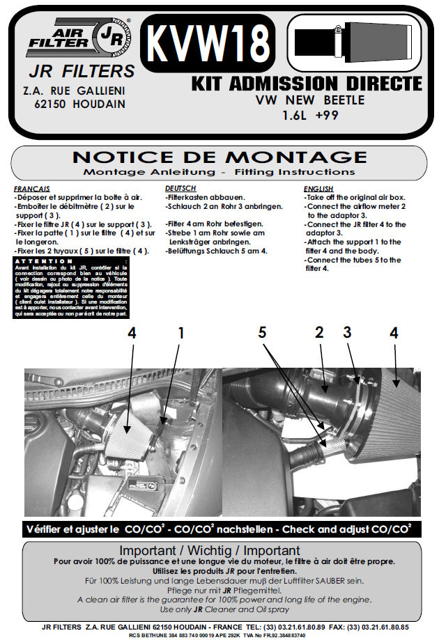 Blk Ind Kit VW (NEW) Beetle 1.6L