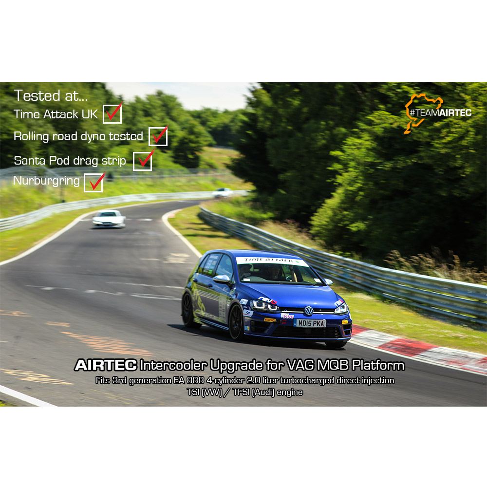 AIRTEC Motorsport EA888 MQB Platform Intercooler and Big Boost Pipe Package - Performance Blue, Blue AIRTEC Logo, Pro-Series Black ONLY - ATINTVAG32-418116