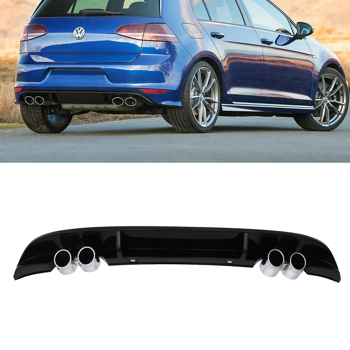 Gravity Performance Quad Tip Rear Exhaust Spoiler Bumper Diffuser Valance - VW Golf MK7.5