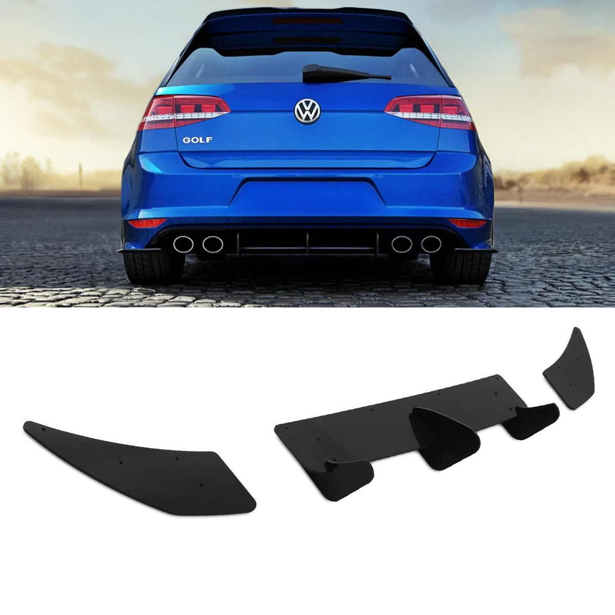 Gravity Performance Rear Blade Diffuser Gloss Black - Volkswagen Golf R MK7 12-16