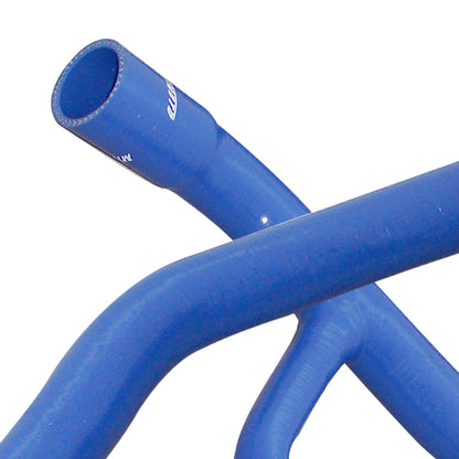 Mishimoto Mustang GT blue radiator hose detail