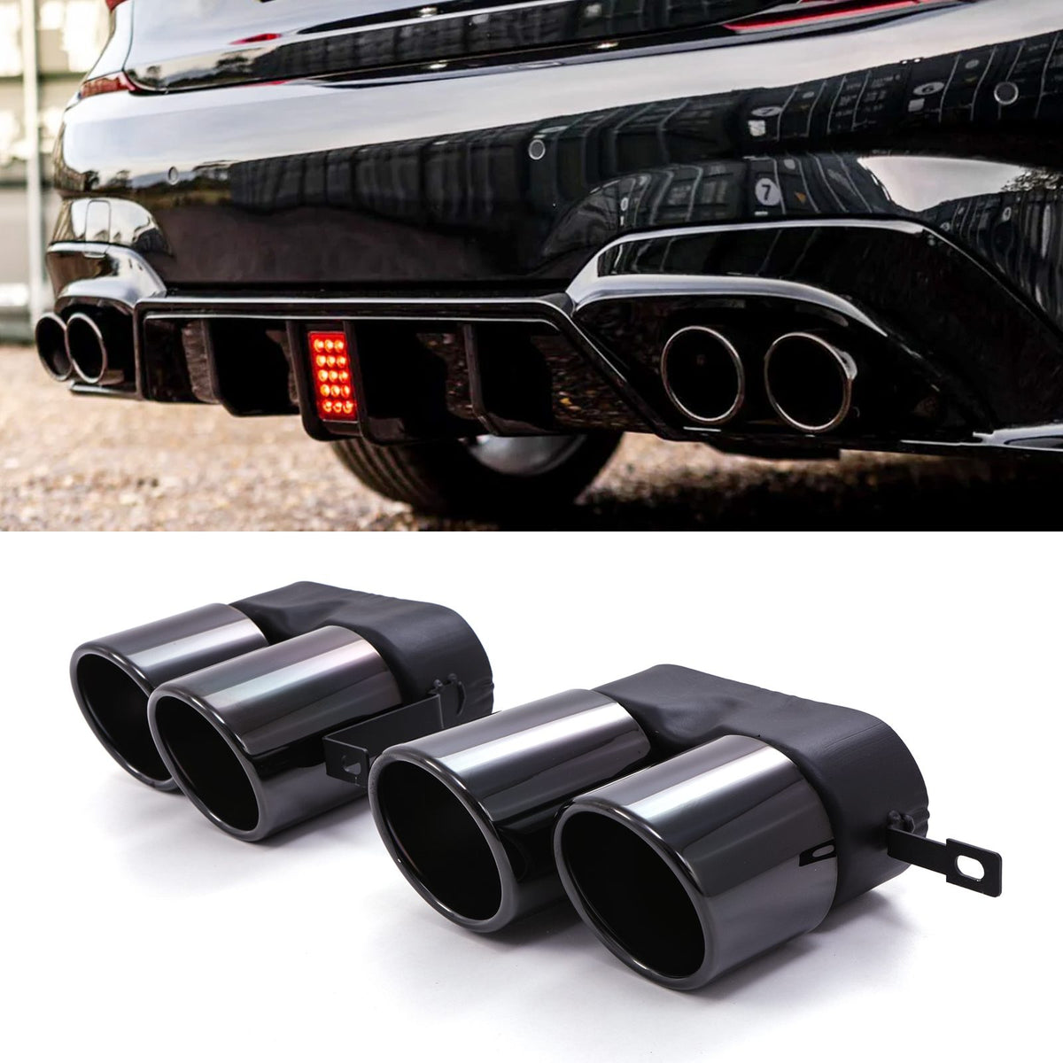 Gravity Performance Quad Exhaust Tips Gloss Black – BMW 3 Series G20 G21 2019+