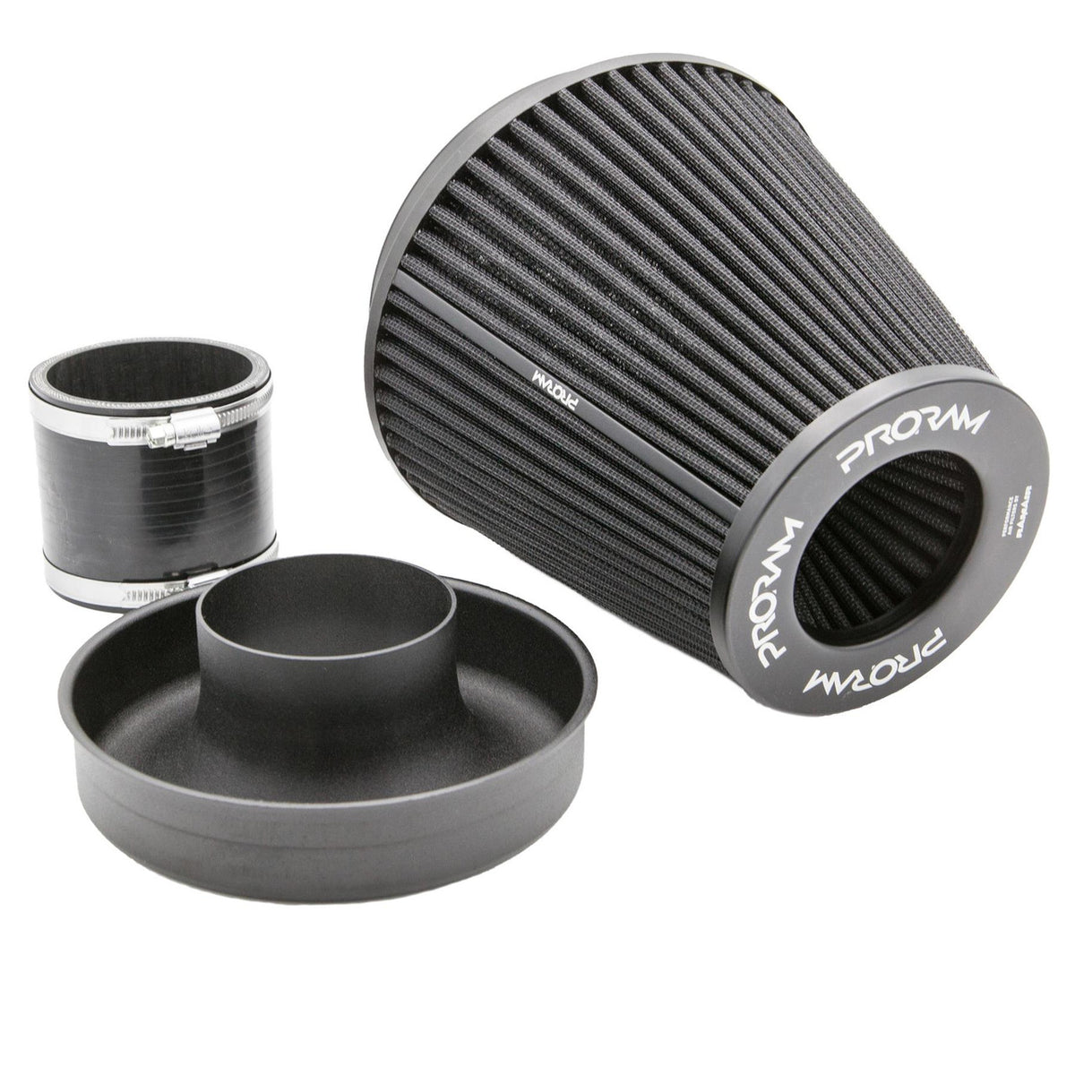 Ramair PR-CC-195-VS-76-BK-KIT large black cone air filter with velocity stack and silicone coupling