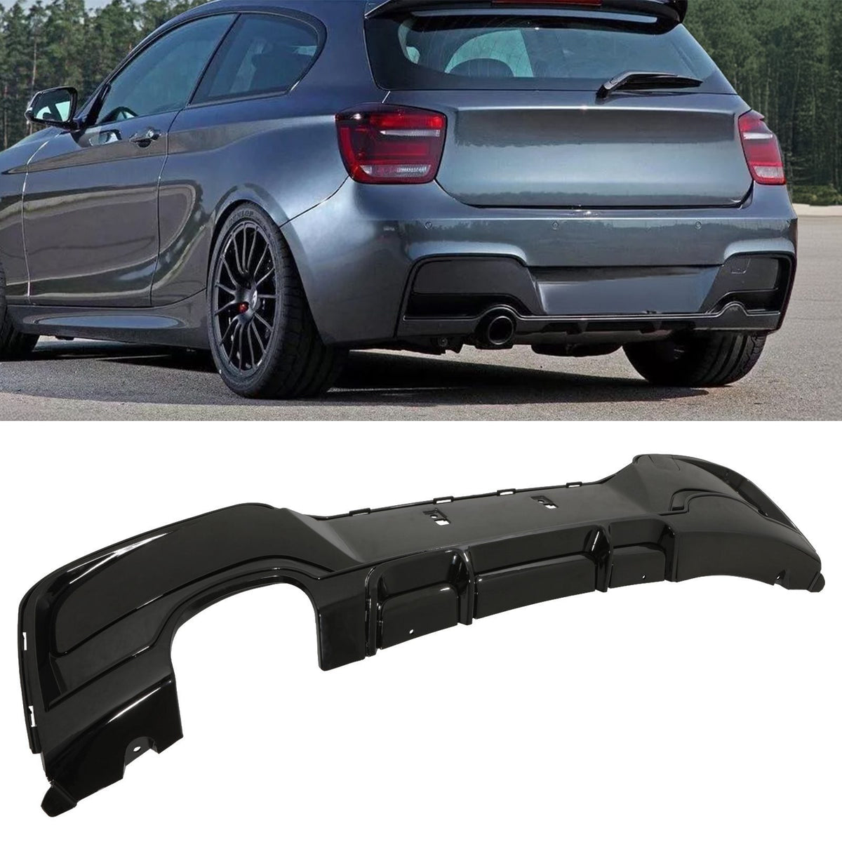 Gravity Performance Gloss Black Single Exit Rear Diffuser - BMW 1 Series F20 2012-2015
