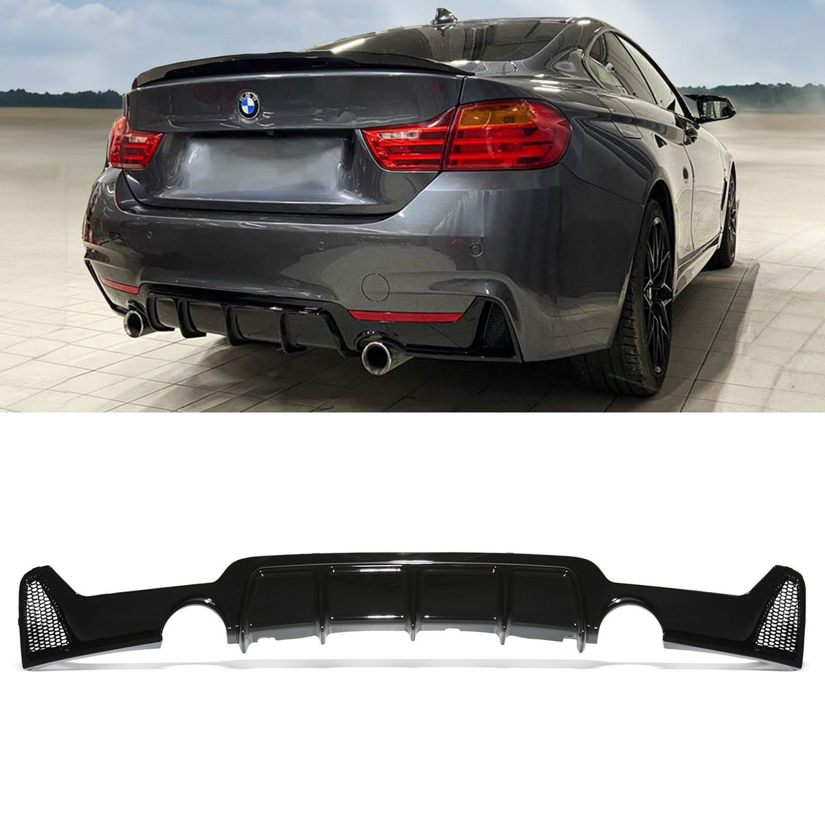 Gravity Performance Gloss Black Dual Exit Rear Diffuser - BMW 4 Series F32 F36 13-19