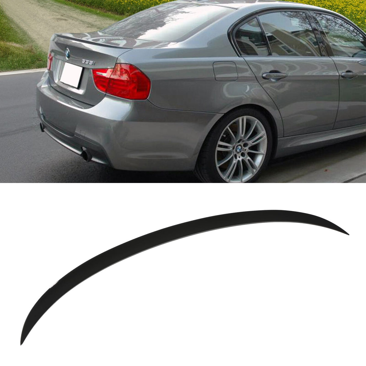 Gravity Performance Gloss Black Rear Lip Spoiler - BMW 3 Series E90 05-12
