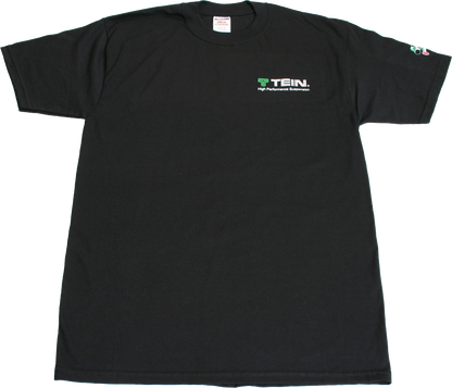TEIN black T-shirt, front view (TN004-006; sizes M, L and XL).