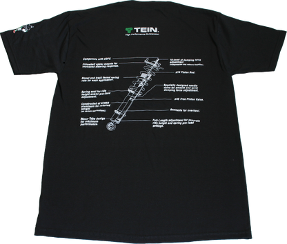 TEIN black T-shirt, alternate logo view (TN004-006; sizes M, L and XL).