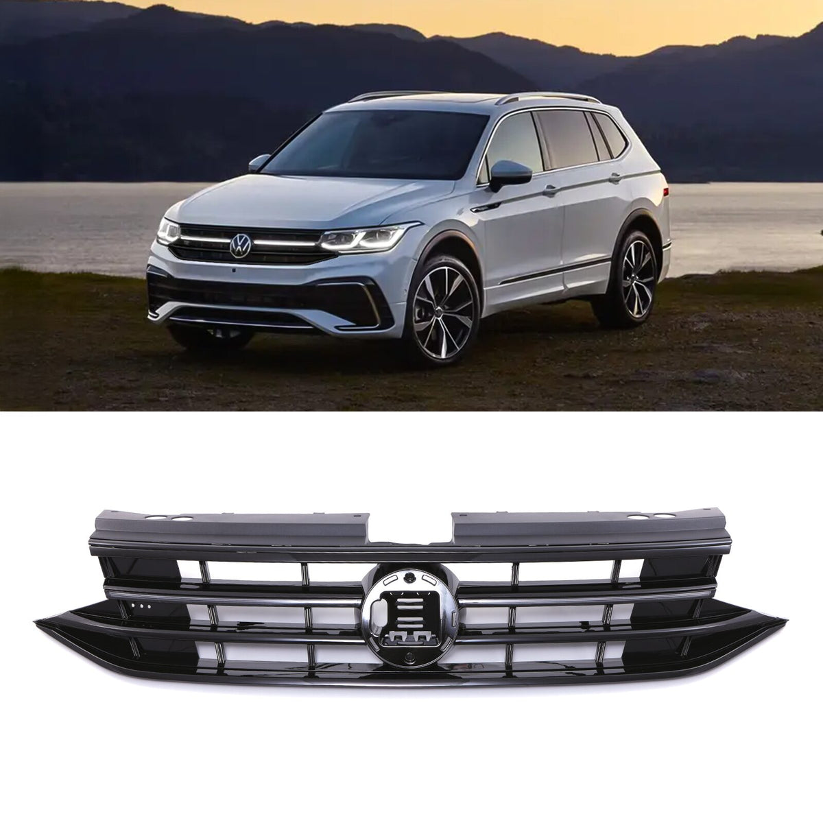 Gravity Performance LED DRL Grille Gloss Black - VW Tiguan R Facelift 2021+