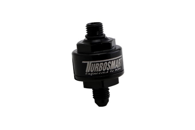 Turbosmart Billet Turbo Oil Feed Filter 44um AN-4 to AN-4 ORB - Black TS-0804-1003 | TS-0804-1003
