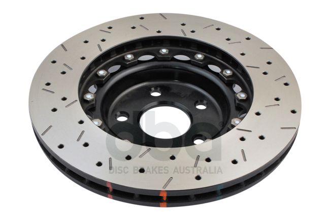 Disc Brakes Australia 5000 series - Crossed Drilled & Slotted 2-Piece Black Hat DBA5000BLKXS