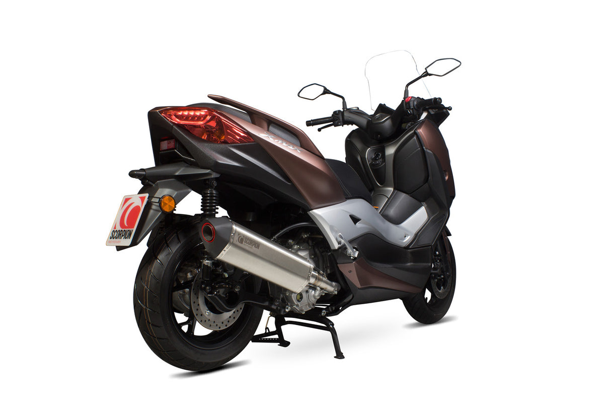 Scorpion RYA109SEO Serket Parallel stainless exhaust on Yamaha X-Max 300 (2017–2020)