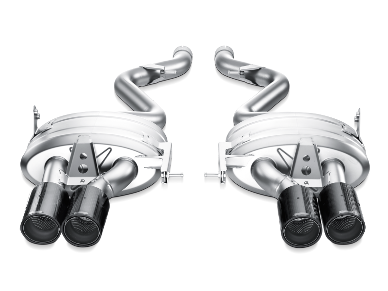 Akrapovič M-BM/T/3H titanium slip-on system for BMW M3 E90/E92/E93; tailpipes are separate, image from product listing