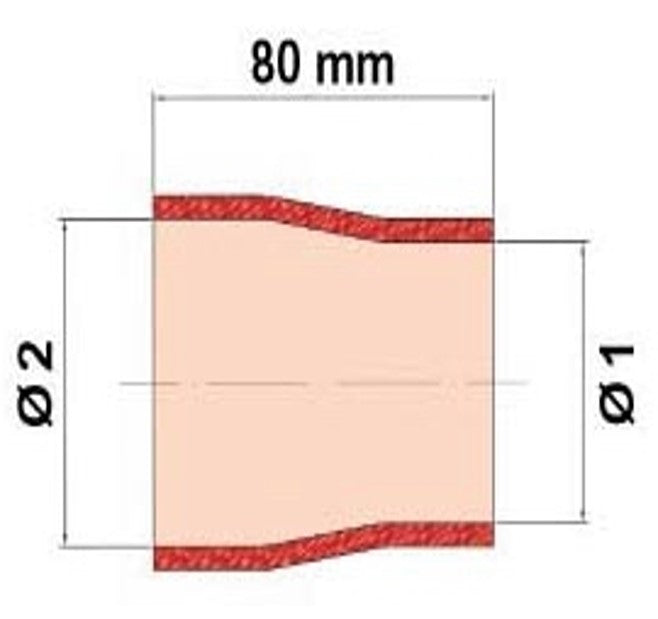 BMC catalogue diagram for silicone reducer SASR5070, H1 50 mm and H2 70 mm; schematic, not product photo