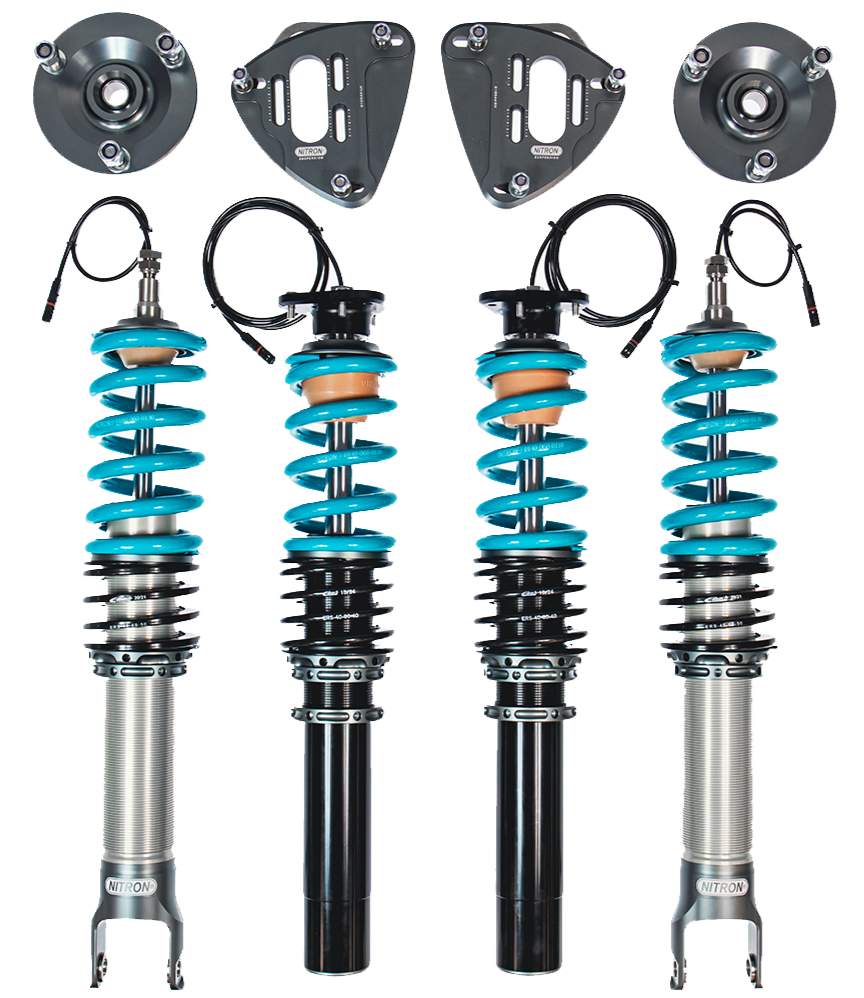 Nitron Porsche 911 elec-TRON R1 coilover system-family reference; 964 fitment is not confirmed by this photo